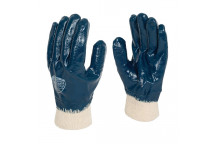Heavy Duty Blue Nitrile Coated Gloves Size 10