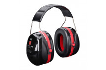3M PELTOR Optime Earmuffs, Black/Red, Headband
