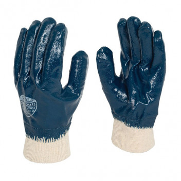 Heavy Duty Blue Nitrile Coated Gloves Size 10