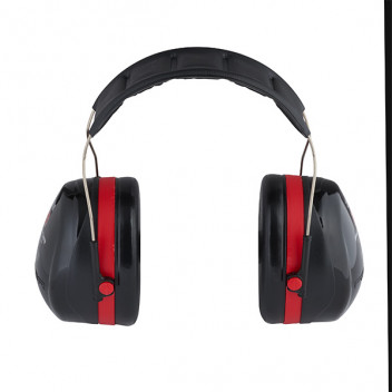 3M PELTOR Optime Earmuffs, Black/Red, Headband