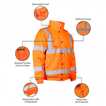 Hi Vis Bomber Jacket Orange Small