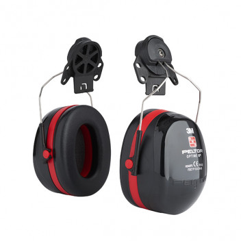 3M PELTOR Optime III Earmuffs, Black/Red, Helmet Mounted