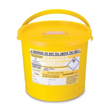 Sharps 7L Yellow Acryclic Dustbin
