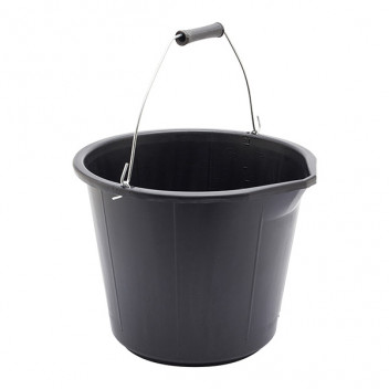 15L Black Plastic Builders Bucket