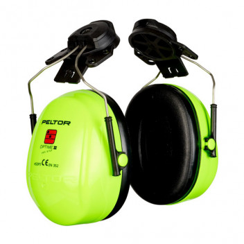 3M PELTOR Optime II Earmuffs, Green, Helmet Mounted