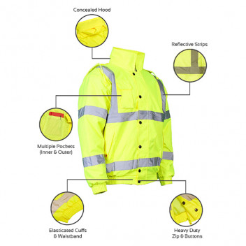 Hi Vis Bomber Jacket Yellow Small